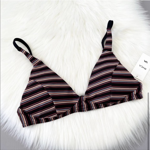 NWOT RVCA Black  Bandit Bralette Bikini Top Medium - Picture 4 of 6